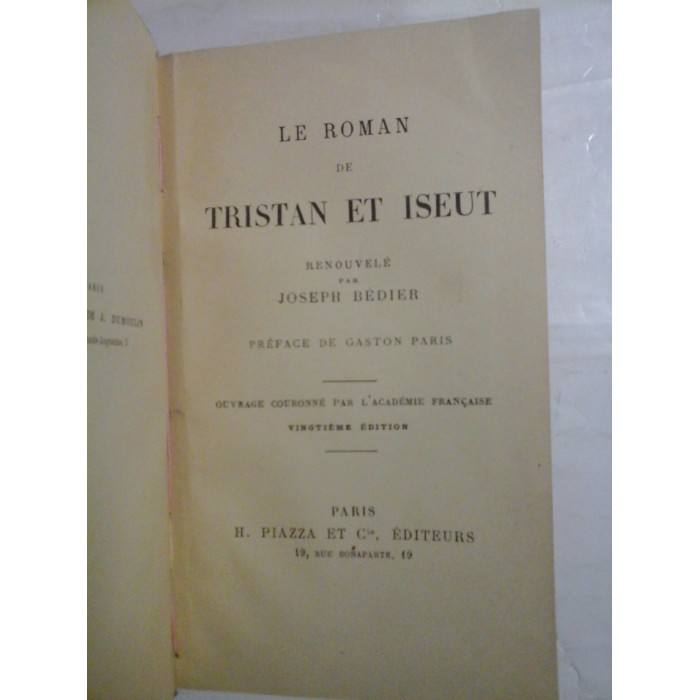   LE  ROMAN  DE  TRISTAN  ET  ISEUT -  Paris 